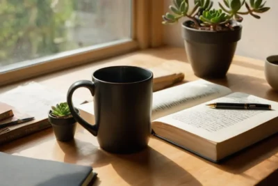 Lumière naturelle sur un bureau organisé