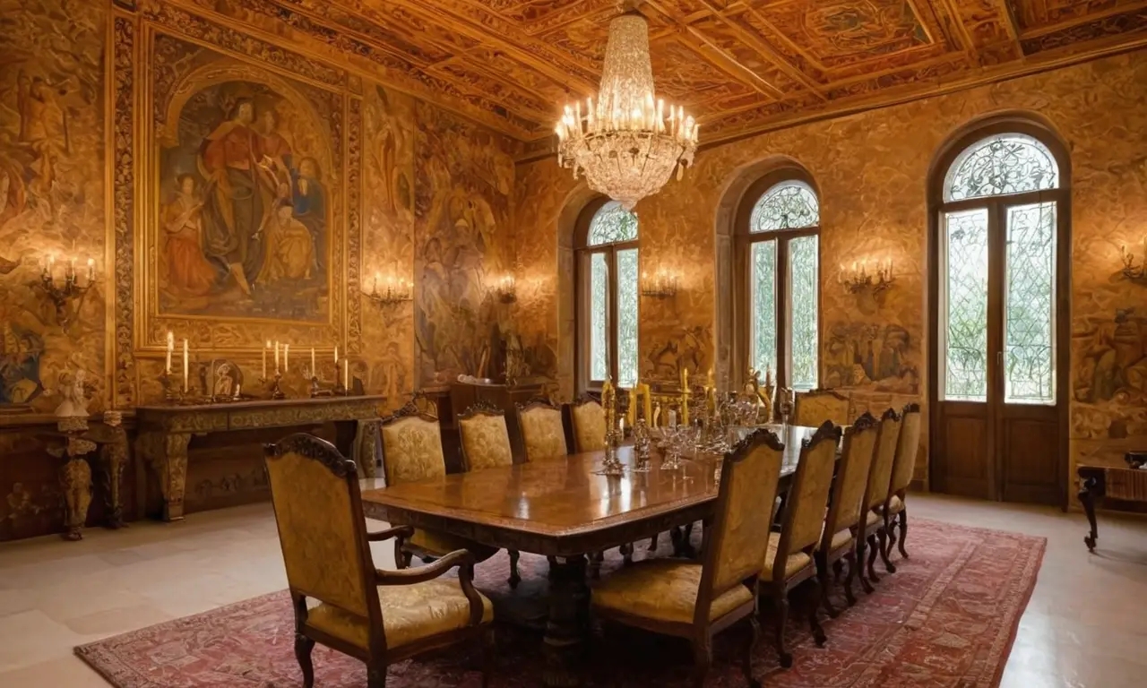 Une salle Renaissance riche en détails artistiques