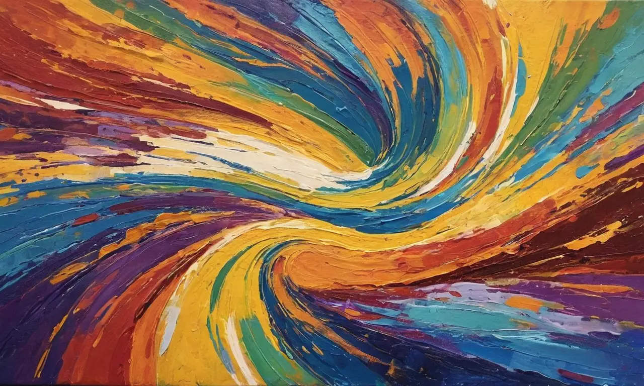 Couleurs vives et textures dynamiques en peinture