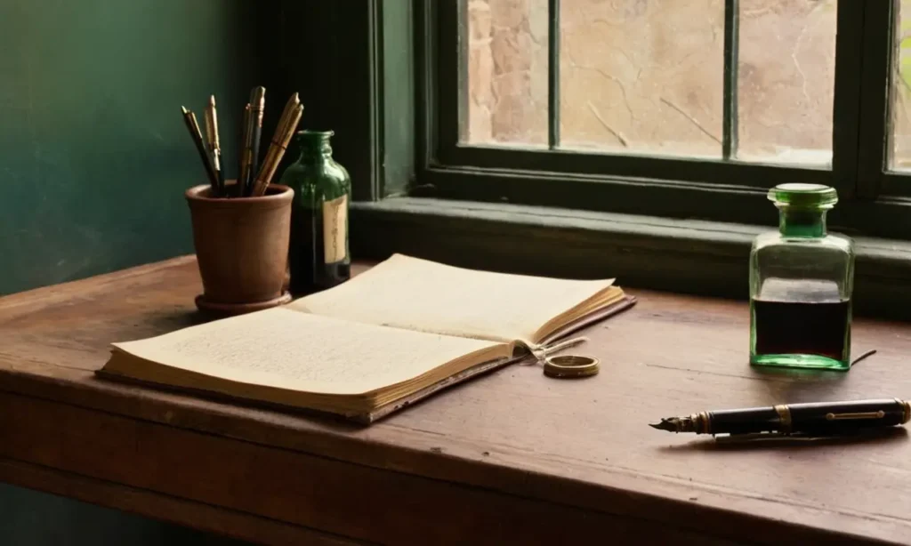 Bureau ancien avec café et ambiance chaleureuse