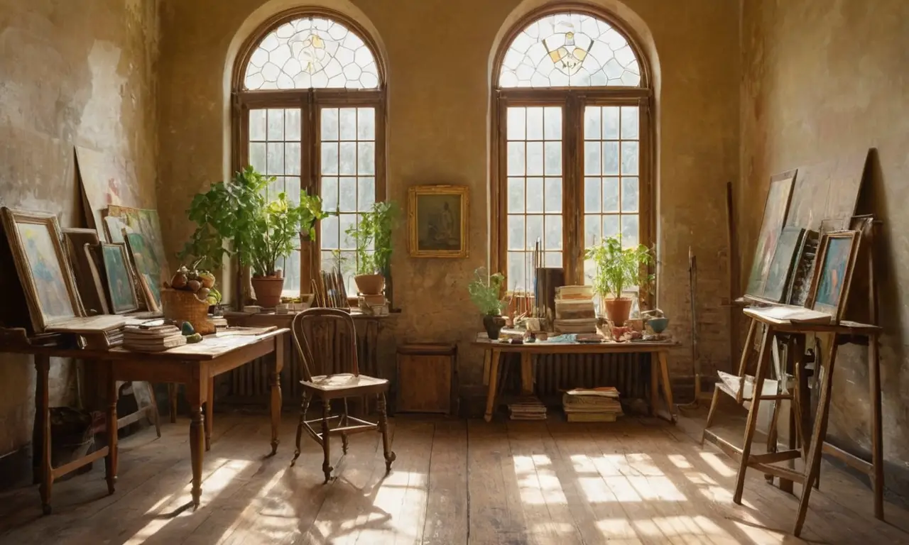 Un studio dart du 19e siècle lumineux