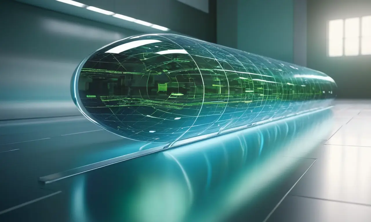 Objet métallique dynamique dans laboratoire futuriste