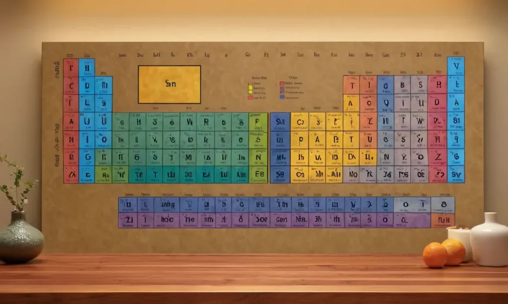 Tableau périodique élégant et coloré en détail