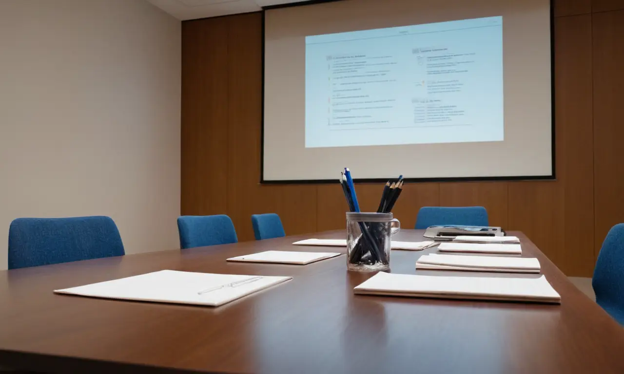 Table de conférence moderne avec technologie intégrée