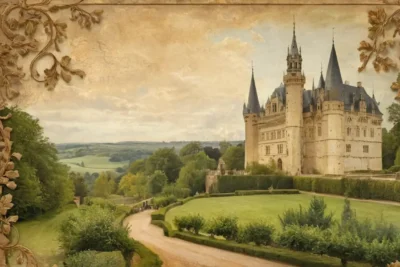 Couverture de livre vintage avec château