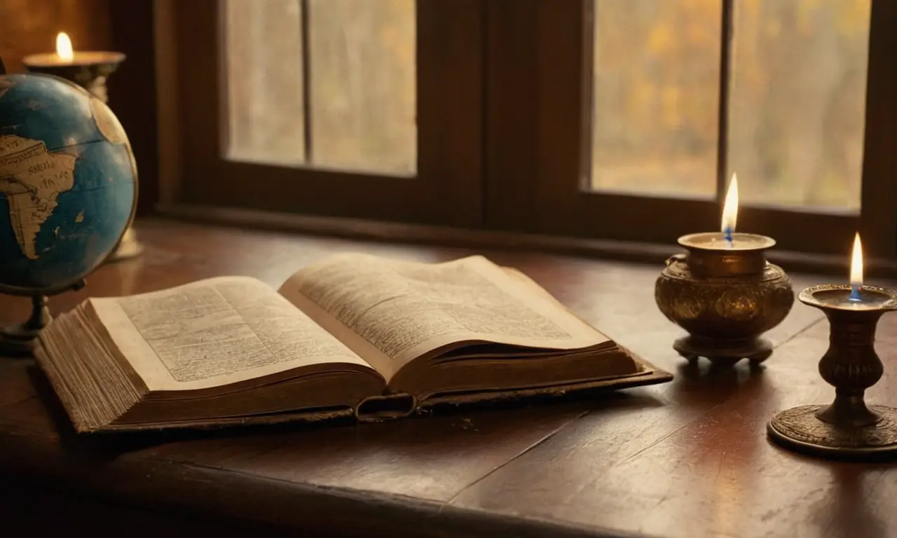 Livre ancien sur table, lumière dorée filtra