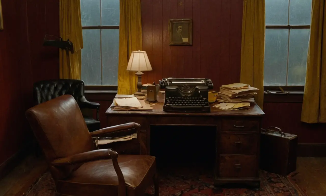 Bureau de détective sombre et chargé dindices