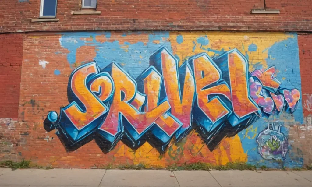 Mural vibrant sur mur de briques usées