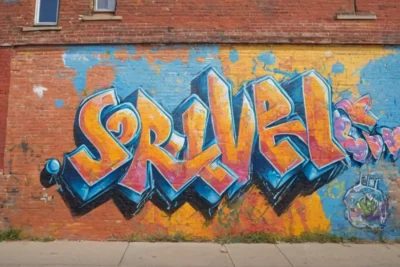 Mural vibrant sur mur de briques usées