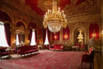 Décor théâtral riche en détails et lumières