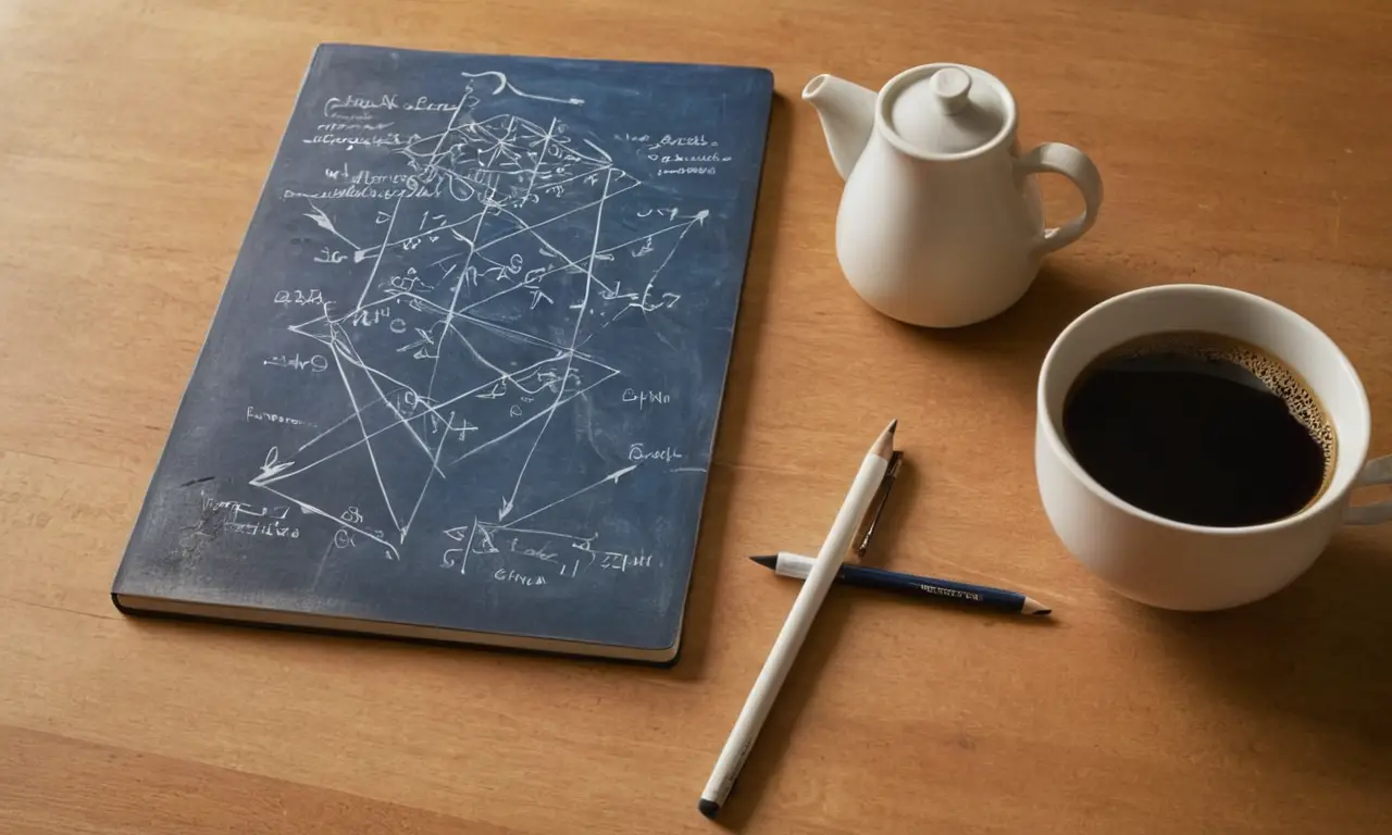 Bureau en bois avec notes et café