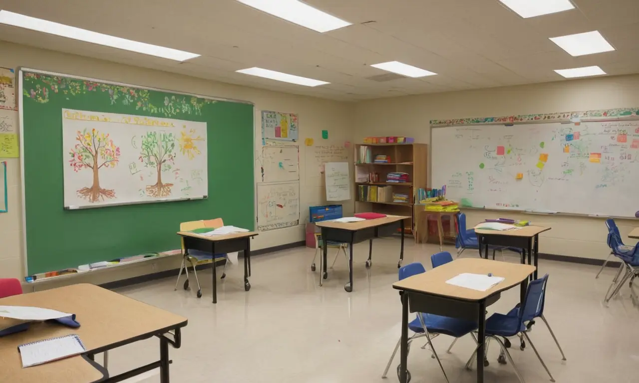 Salle de classe animée avec étudiants divers