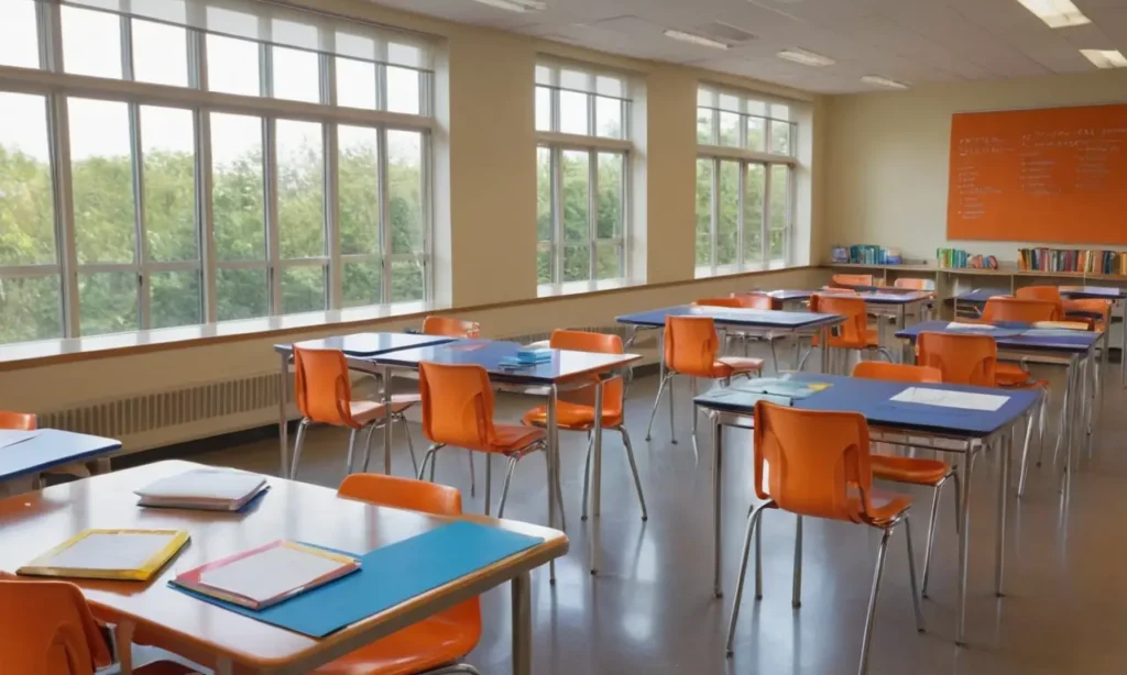 Salle de classe lumineuse et organisée