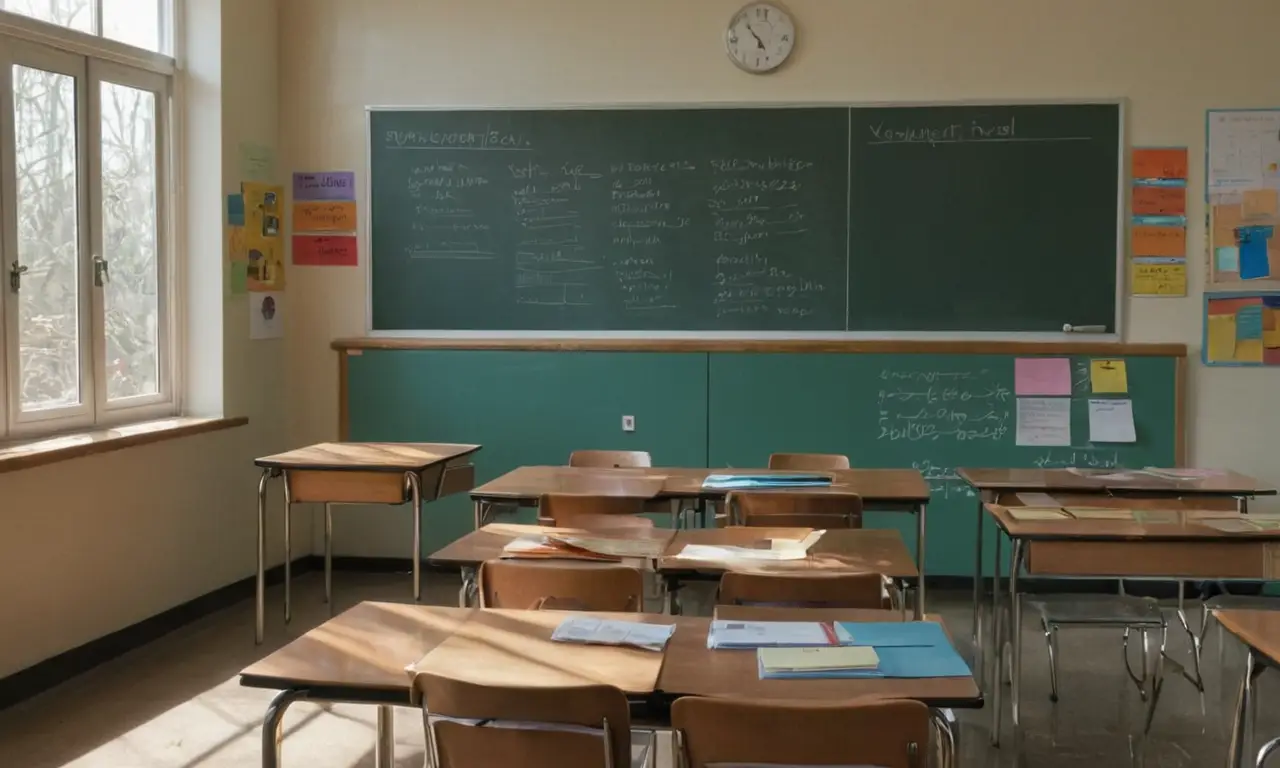 Salle de classe illuminée, outils dapprentissage variés