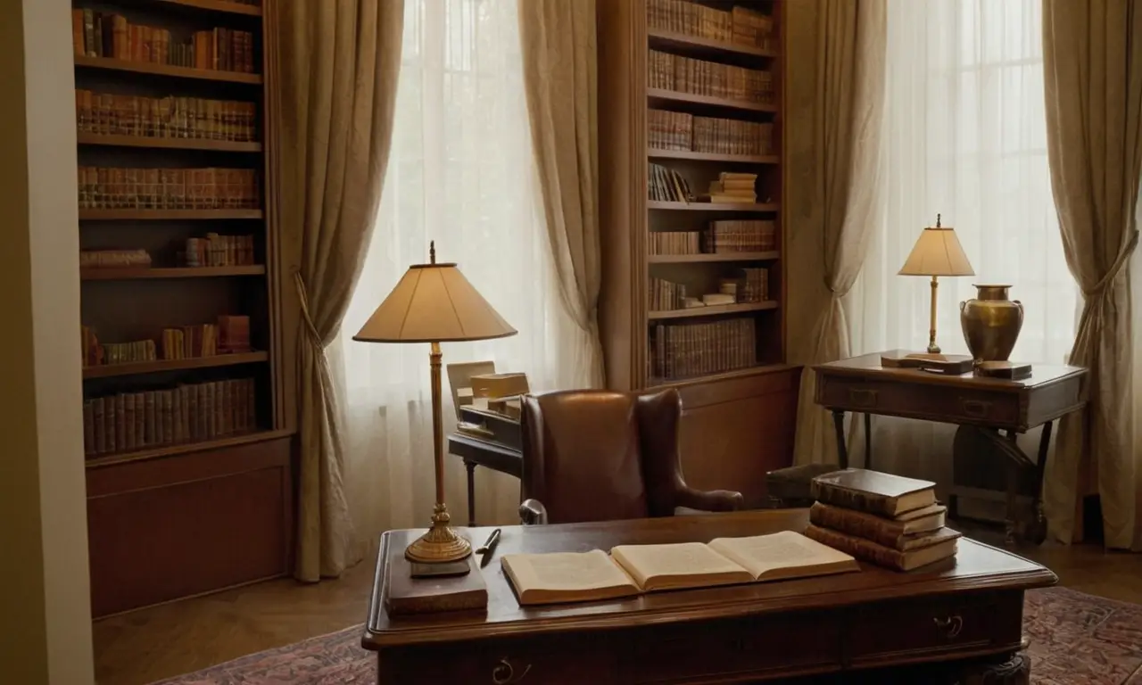 Un bureau chaleureux, livres et ambiance paisible