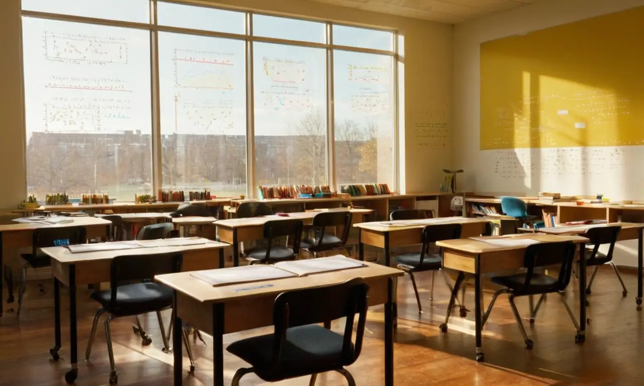 Classe animée avec étudiants concentrés et lumière