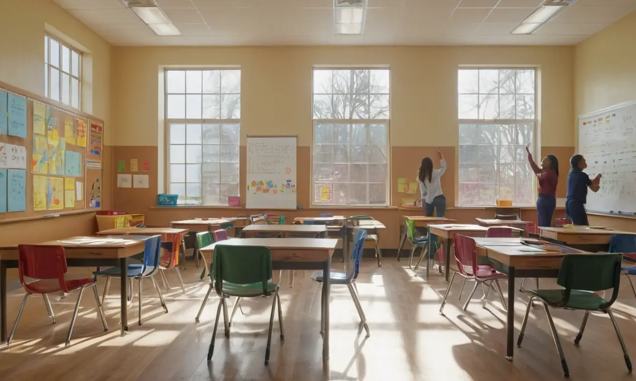 Classe dynamique avec élèves attentifs et lumineux