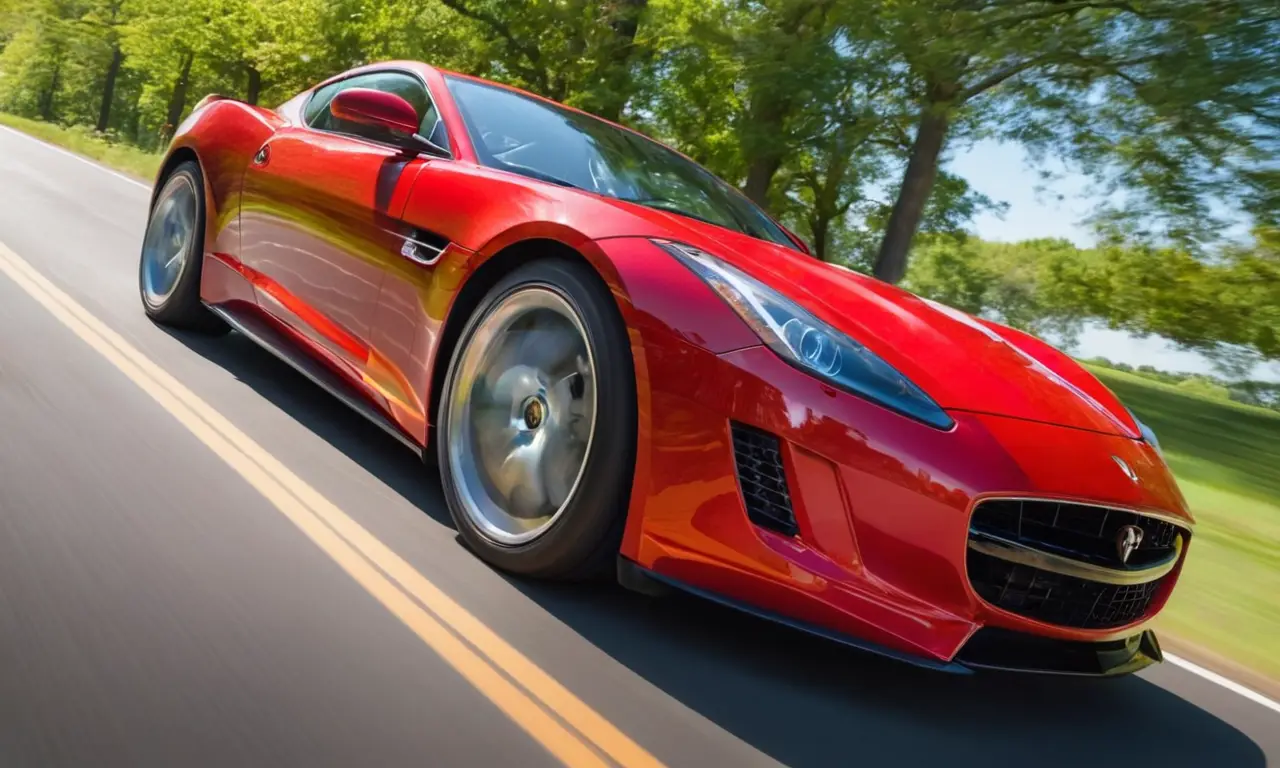 Voiture de sport rouge en pleine vitesse