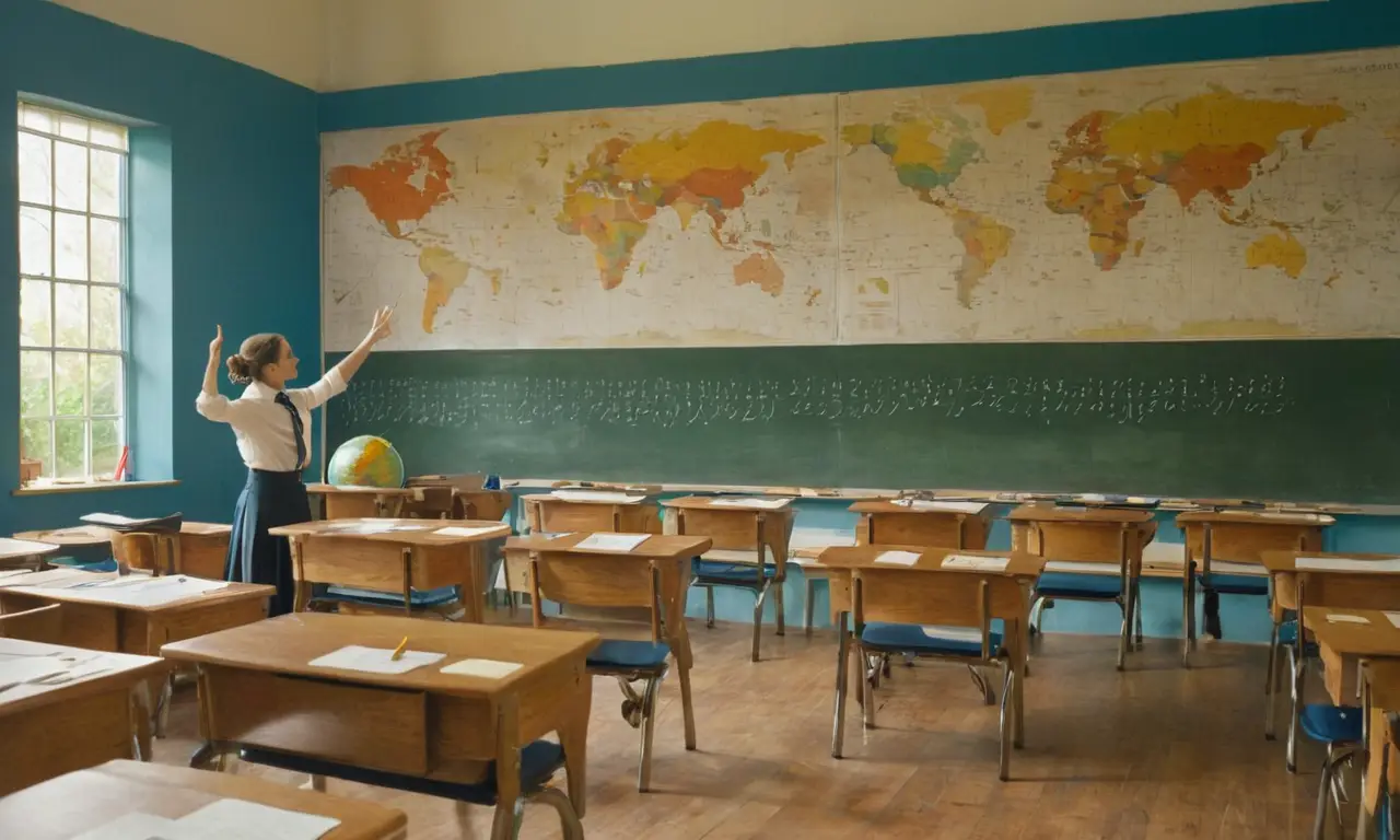 Salle de classe animée avec apprentissage actif