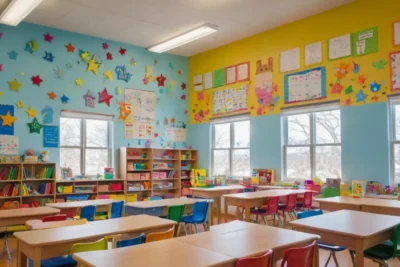 Salle de classe colorée et accueillante