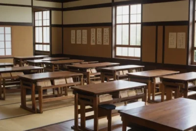 Salle de classe japonaise traditionnelle et lumineuse