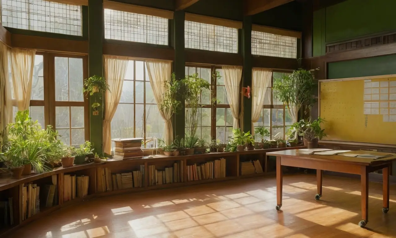 Salle de classe chaleureuse, apaisante et studieuse