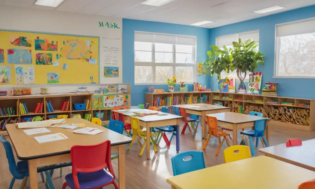 Salle de classe colorée et accueillante