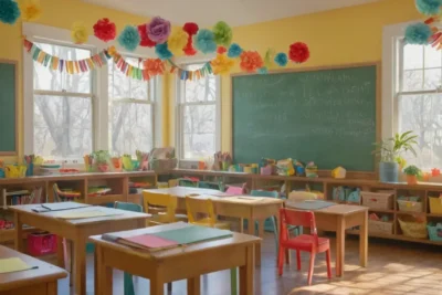 Une salle de classe colorée et accueillante