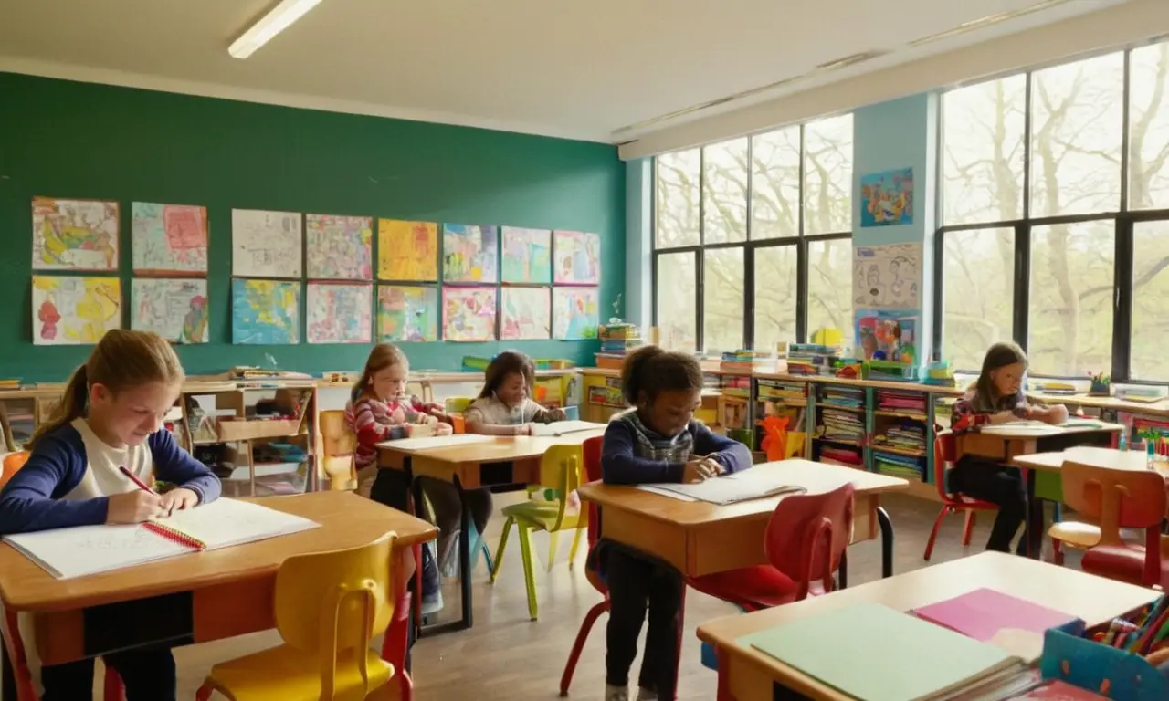 Classe dynamique avec enfants créatifs et joyeux
