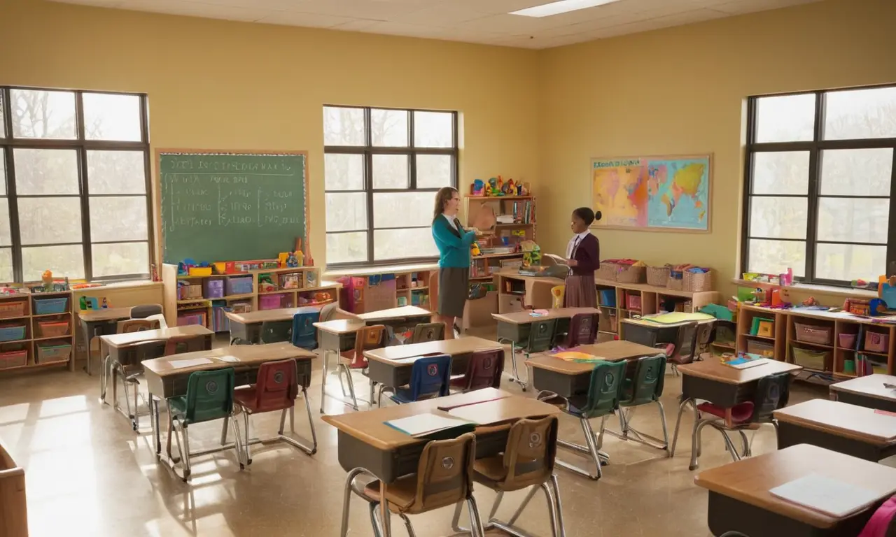 Classe lumineuse avec enfants attentifs et curieux