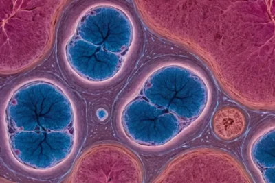 Diapositive microscopique montrant la mitose cellulaire