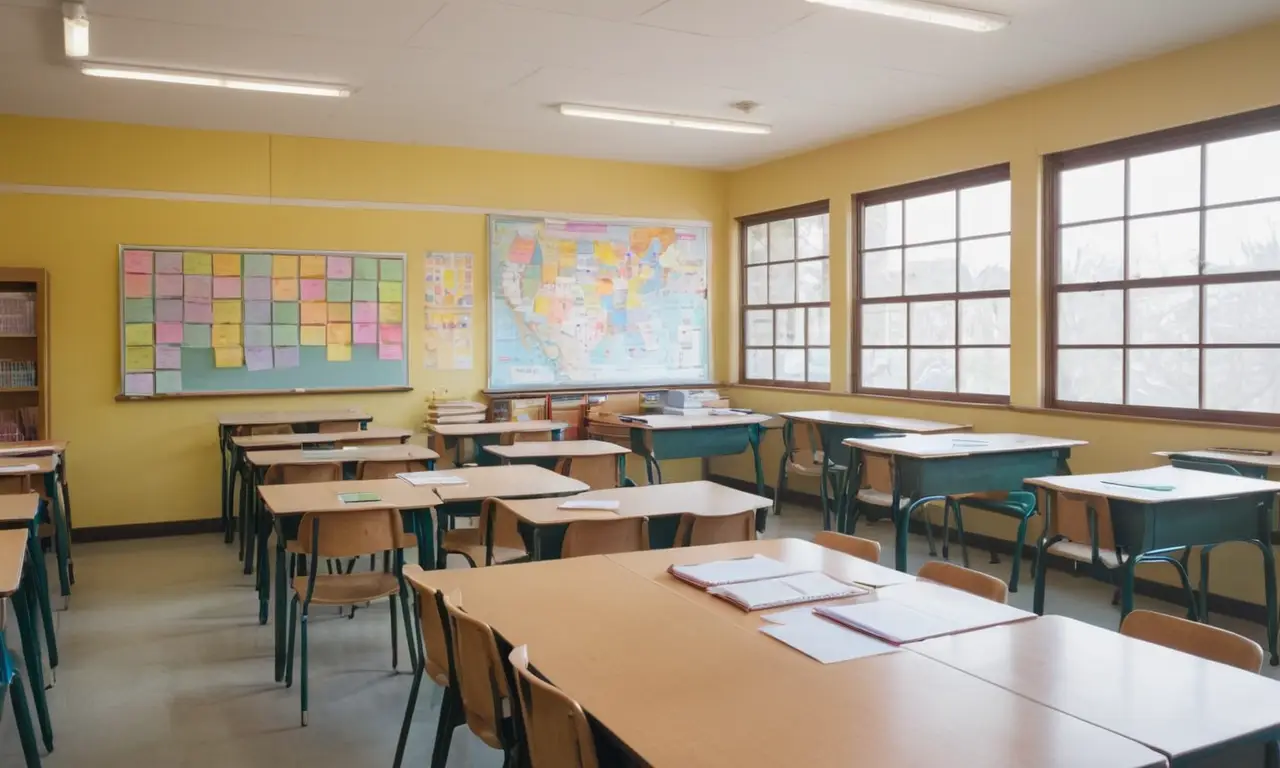 Salle de classe dynamique et colorée