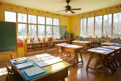 Salle de classe lumineuse et créative