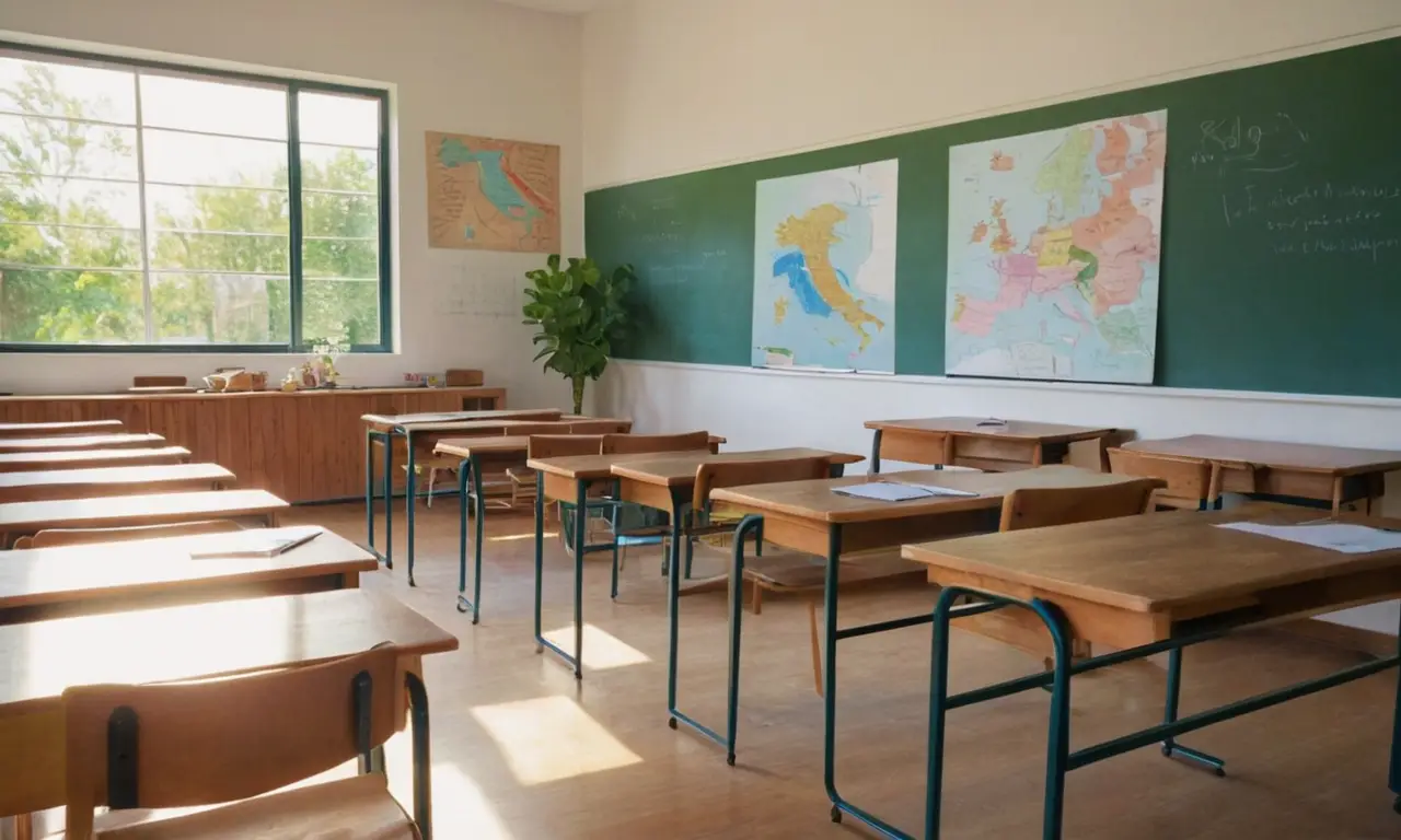 Salle de classe ensoleillée, étudiante concentrée