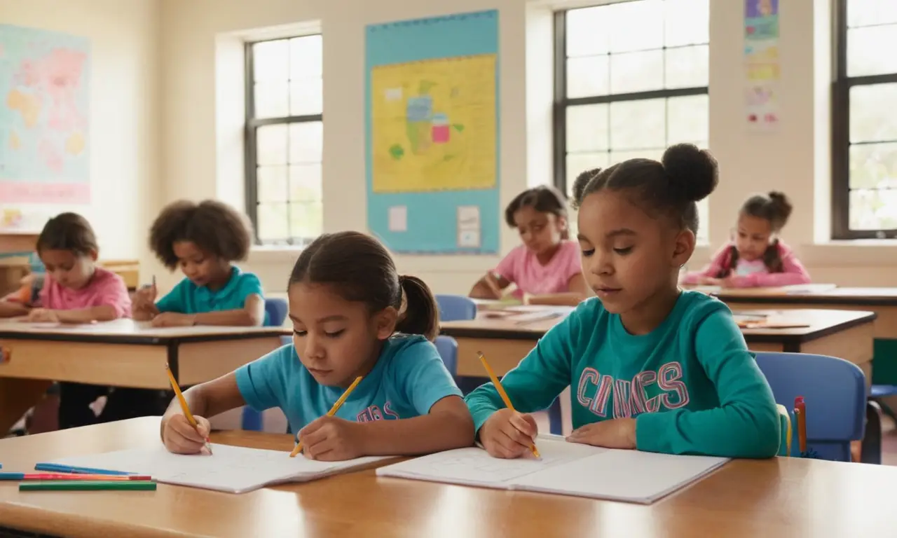 Classe lumineuse avec enfants en plein apprentissage