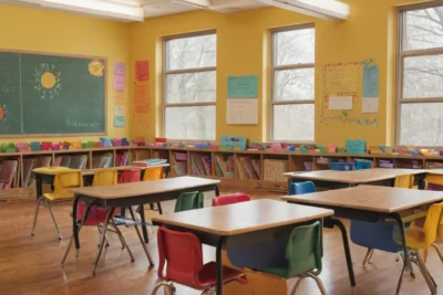 Salle de classe lumineuse et colorée