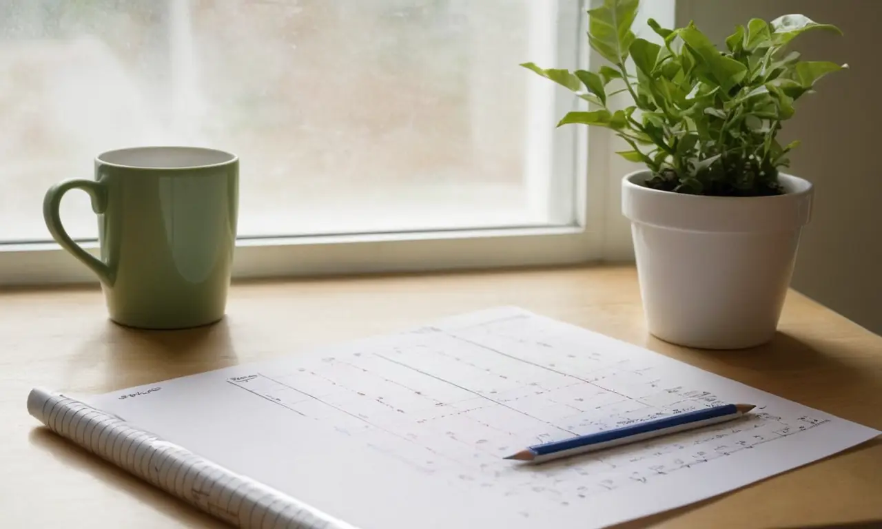 Bureau soigné avec lumière douce et verdure