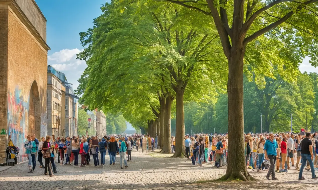 Scène animée à Berlin, entre histoire et modernité