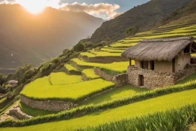 Paysage andin vibrant avec agriculture traditionnelle