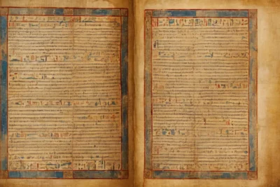 Ancien codex riche en symboles et histoire