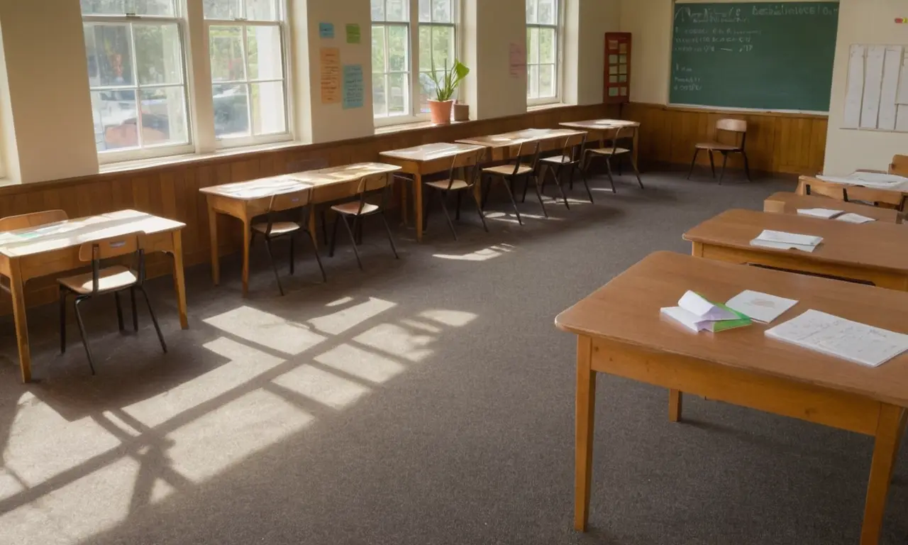 Salle de classe lumineuse et organisée