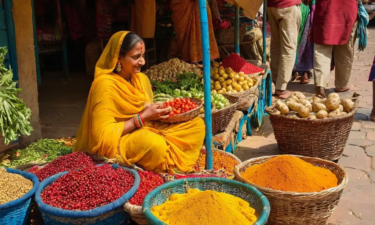 Un marché indien vibrant et animé