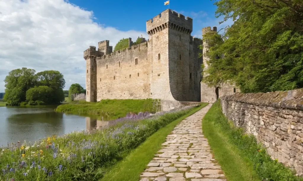 Un château médiéval majestueux sous un ciel clair