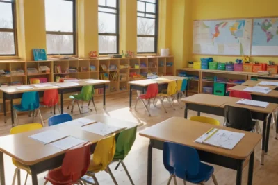 Salle de classe ensoleillée