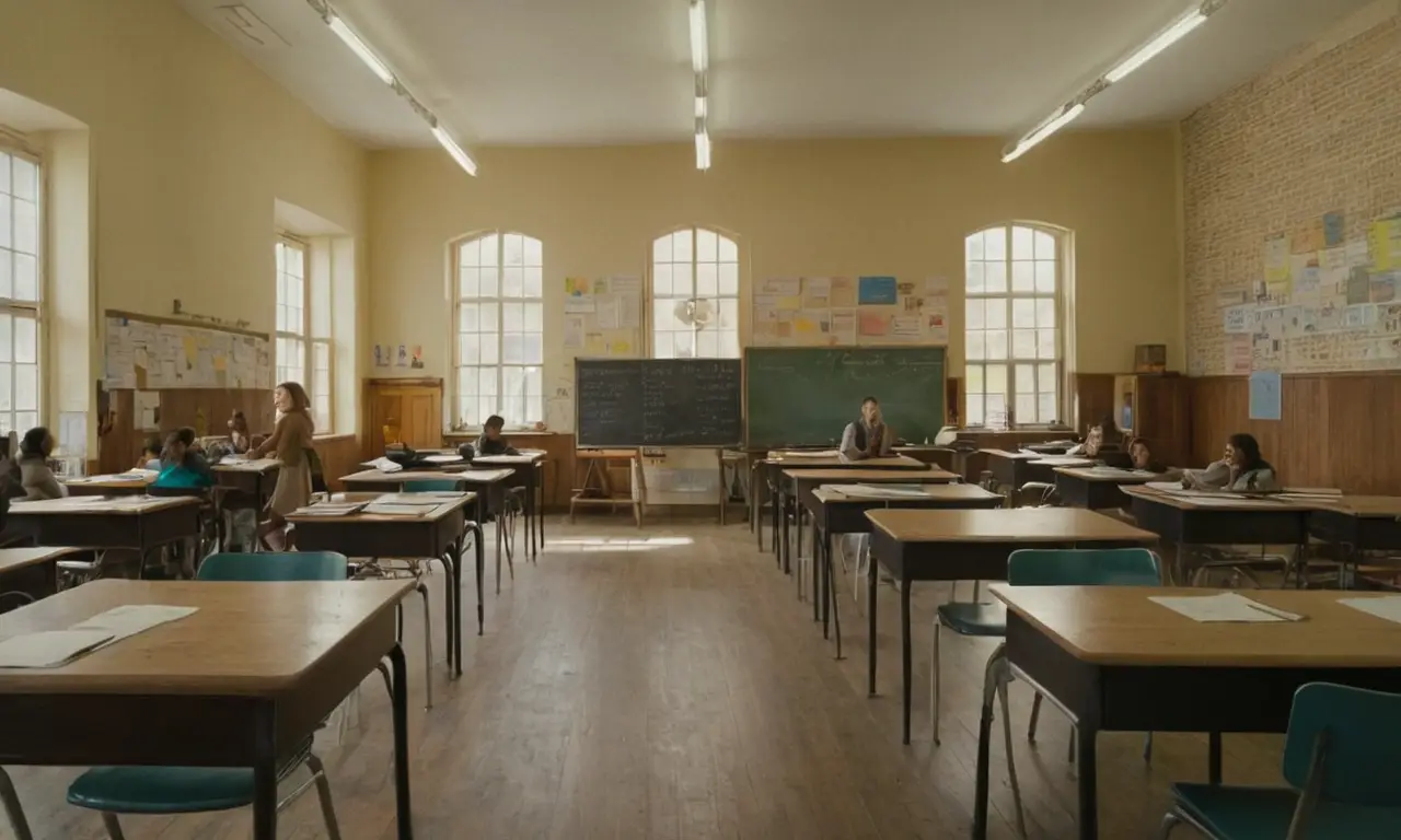 Classe animée avec élèves et enseignant interactif