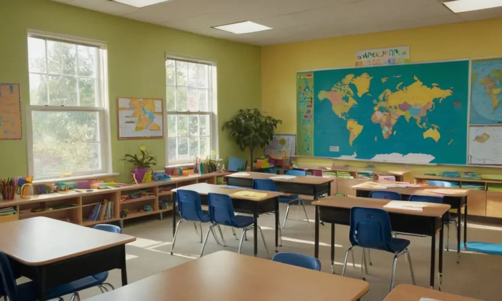 Salle de classe lumineuse et organisée