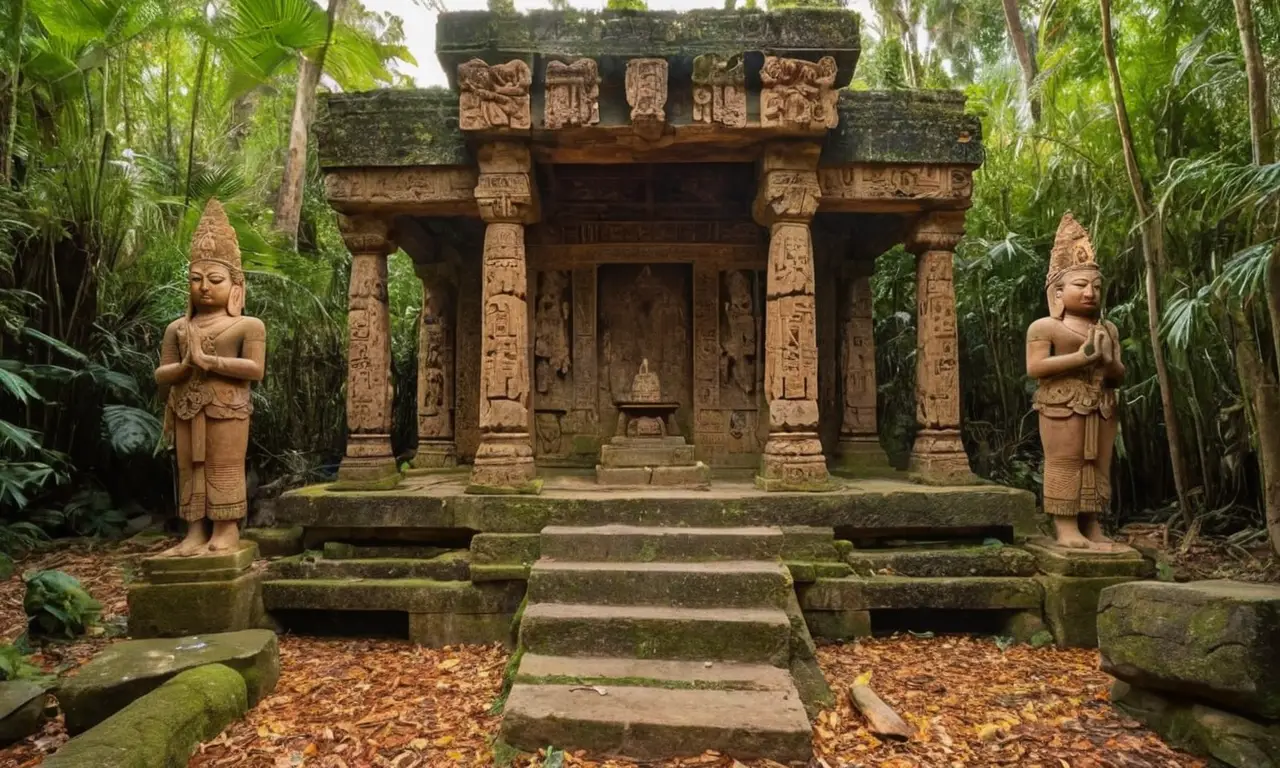 Ruines anciennes, rituels vibrants dans la jungle