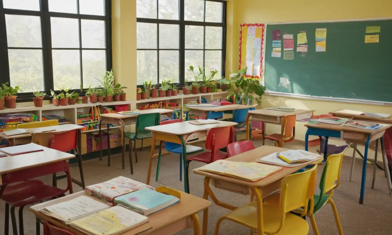 Salle de classe animée et colorée