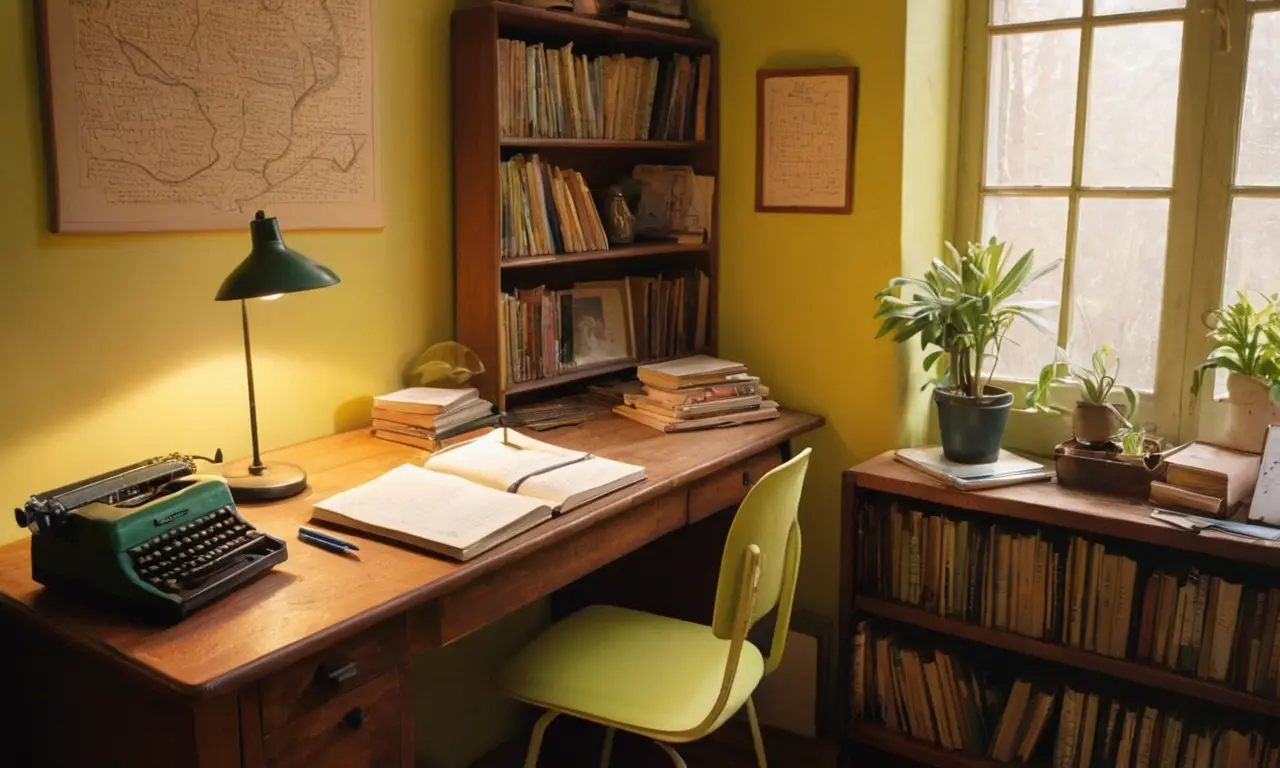 Bureau en désordre, créativité et inspiration présentes