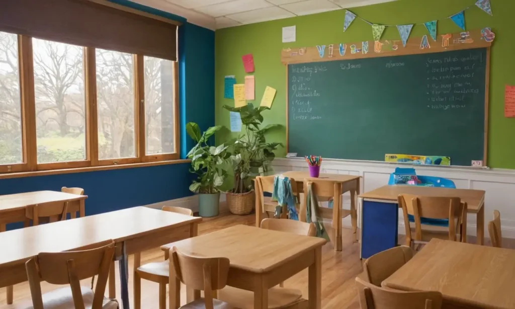 Salle de classe dynamique et colorée